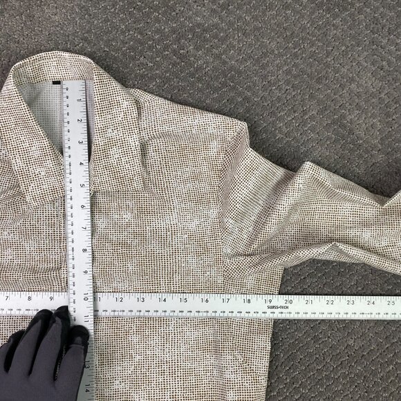 Lululemon Button Down Shirt Mens Small Medium Slim Brown White Down To The Wire - Picture 7 of 12